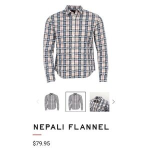 Jack + Sage Nepali Flannel Shirt Mens Small Plaid Mountain Print Button Down